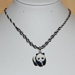Panda Necklace,Braided Cord,Colorful Necklace,Bicolor Cord Necklace
